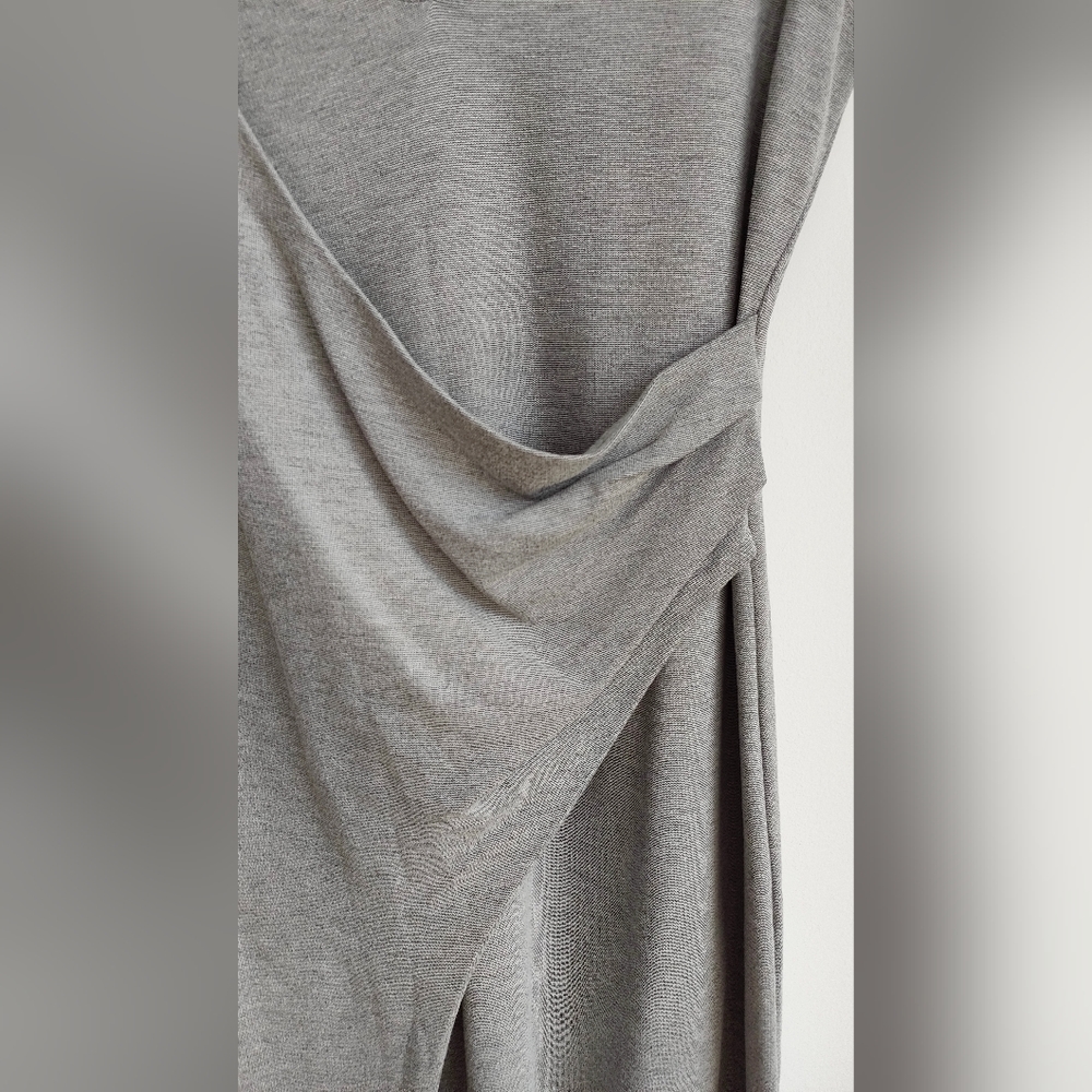 French Connection Grey Wrap Sleeveless Shift Dress Size 14 - Picture 5 of 7